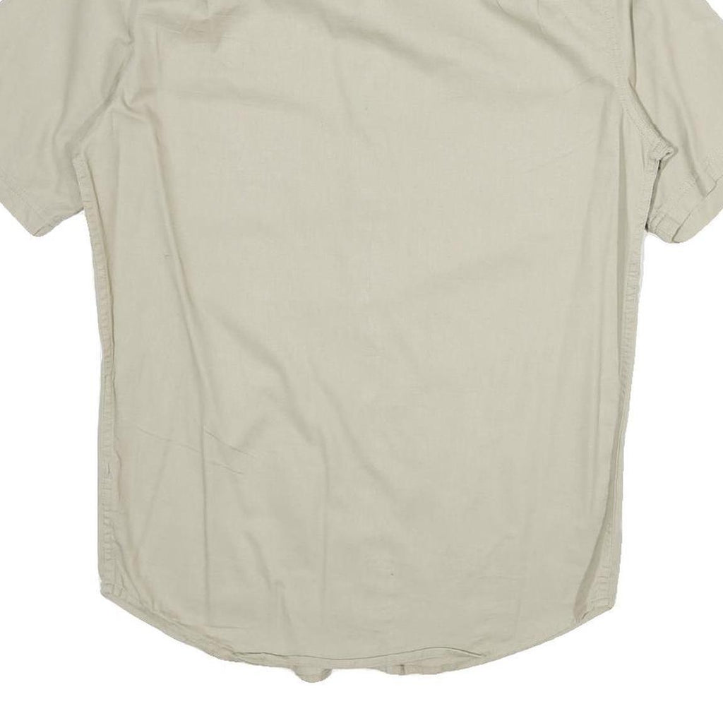 WRANGLER Mens Beige Short Sleeve Cotton Shirt S Casual Two Pocket Button Front