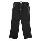 Black Womens Regular Fit Straight Cotton Jeans W32 L31 Contrast Stitching Button