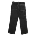 Black Womens Regular Fit Straight Cotton Jeans W32 L31 Contrast Stitching Button
