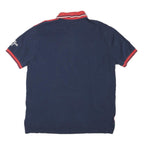 TOMMY HILFIGER Mens Blue & Red Short Sleeve Argyle Polo Shirt L Cotton Blend