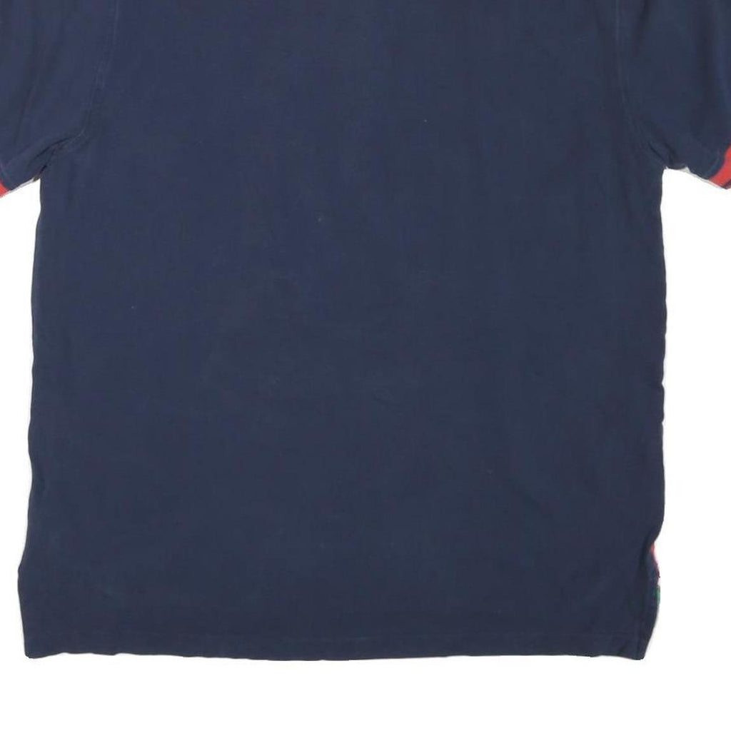 TOMMY HILFIGER Mens Blue & Red Short Sleeve Argyle Polo Shirt L Cotton Blend