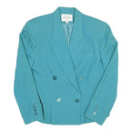 Womens Blue Karen Scott Petite Double Breasted Jacket Cotton Blend Tailored