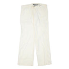 NORMAN KAMALI Womens Cotton Blend Cream Regular Straight Trousers W36 L34 Zip