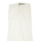 NORMAN KAMALI Womens Cotton Blend Cream Regular Straight Trousers W36 L34 Zip