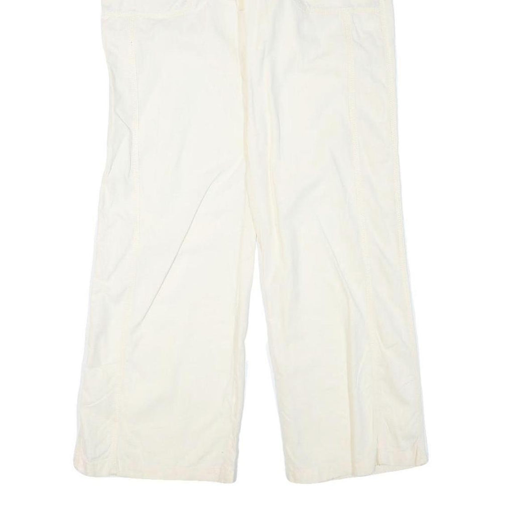 NORMAN KAMALI Womens Cotton Blend Cream Regular Straight Trousers W36 L34 Zip