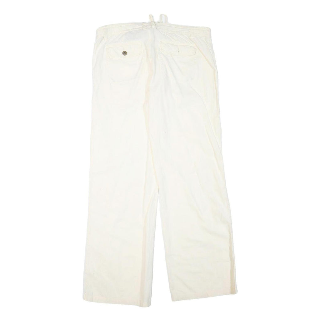 NORMAN KAMALI Womens Cotton Blend Cream Regular Straight Trousers W36 L34 Zip