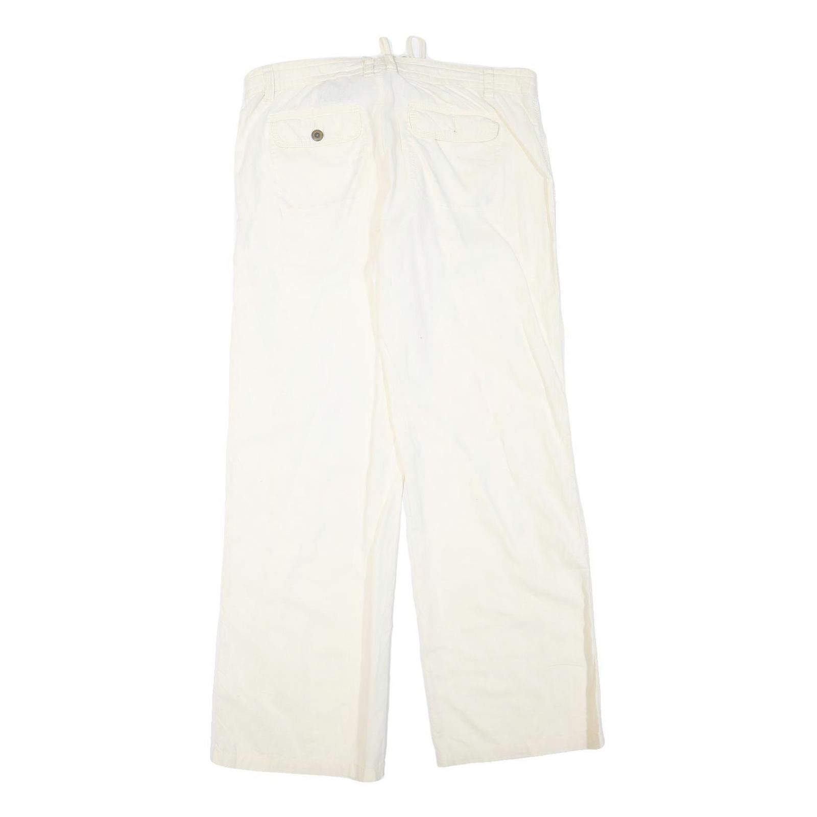 NORMAN KAMALI Womens Cotton Blend Cream Regular Straight Trousers W36 L34 Zip