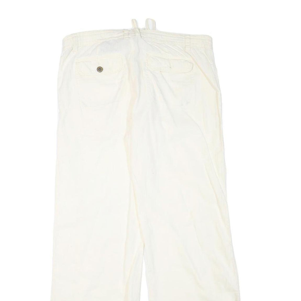 NORMAN KAMALI Womens Cotton Blend Cream Regular Straight Trousers W36 L34 Zip