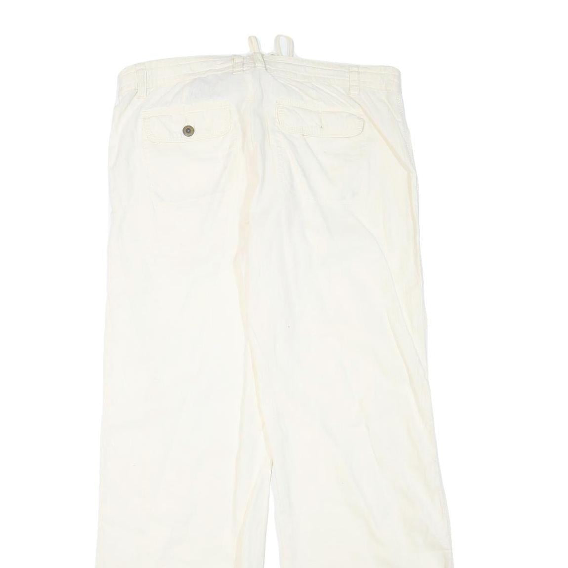 NORMAN KAMALI Womens Cotton Blend Cream Regular Straight Trousers W36 L34 Zip