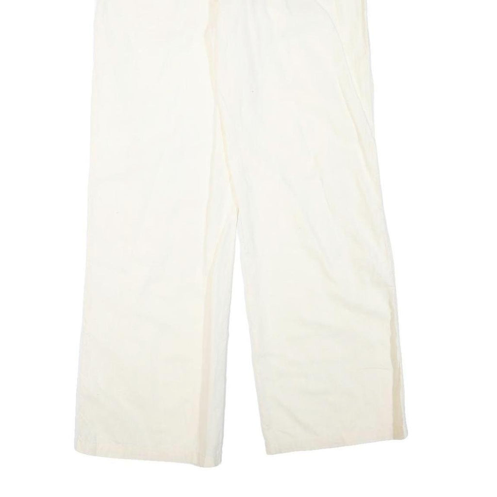 NORMAN KAMALI Womens Cotton Blend Cream Regular Straight Trousers W36 L34 Zip