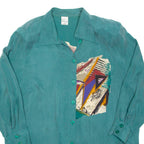 Womens Printed Blouse Green Long Sleeve 2XL