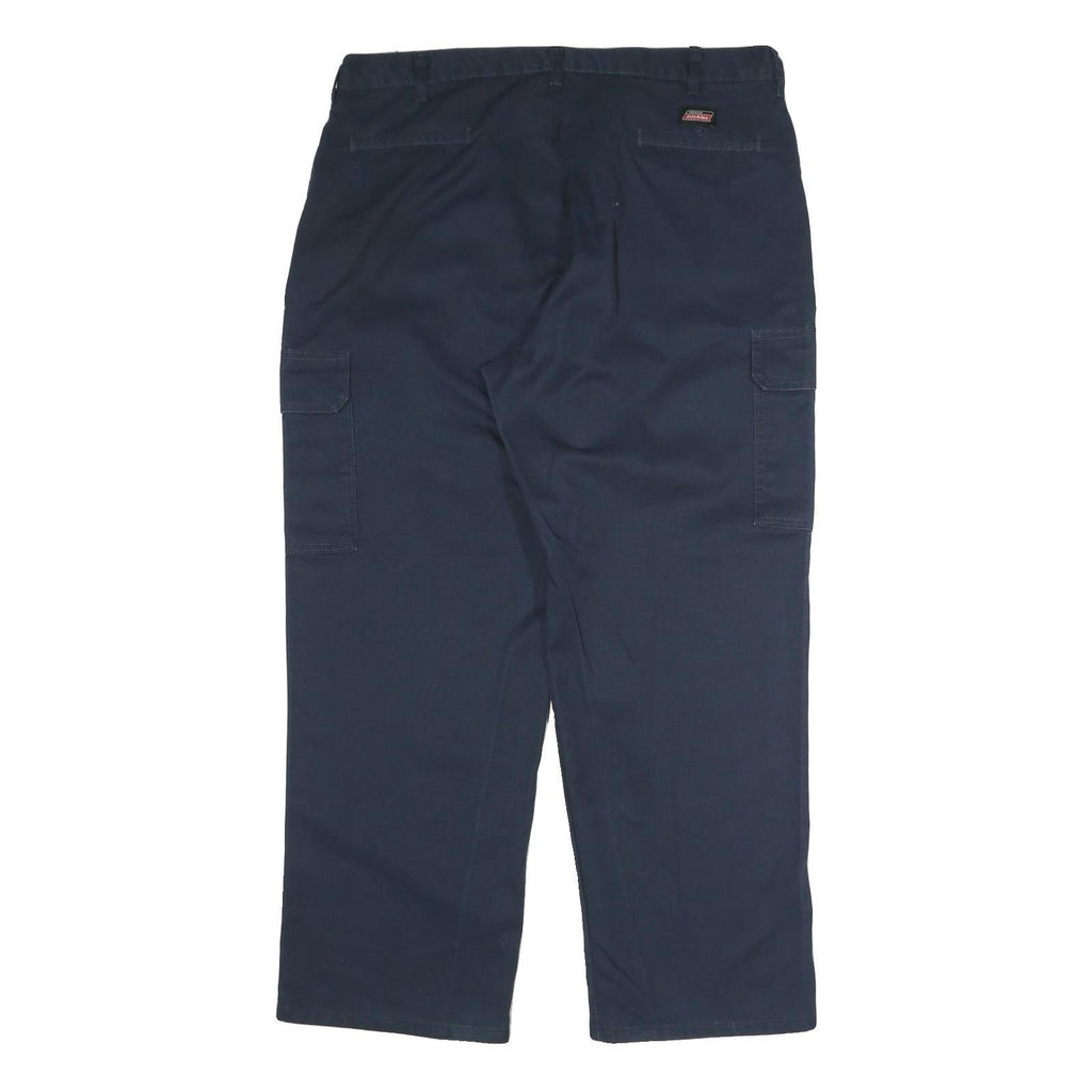 DICKIES Mens Polyester Blend Navy Blue Regular Straight Trousers W40 L30