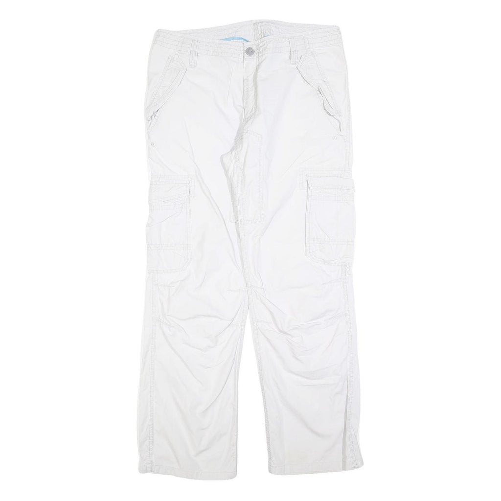 CLOCKHOUSE Mens White Regular Fit Straight Leg Trousers W36 L30 Zip Closure