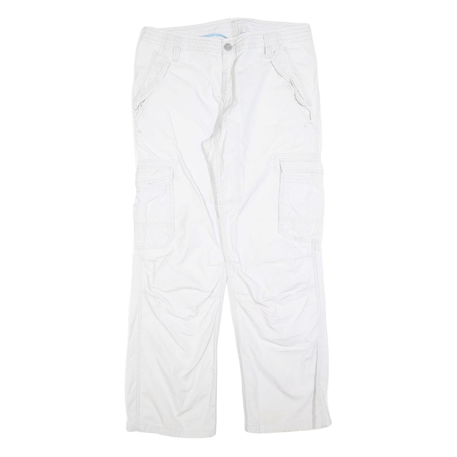 CLOCKHOUSE Mens White Regular Fit Straight Leg Trousers W36 L30 Zip Closure