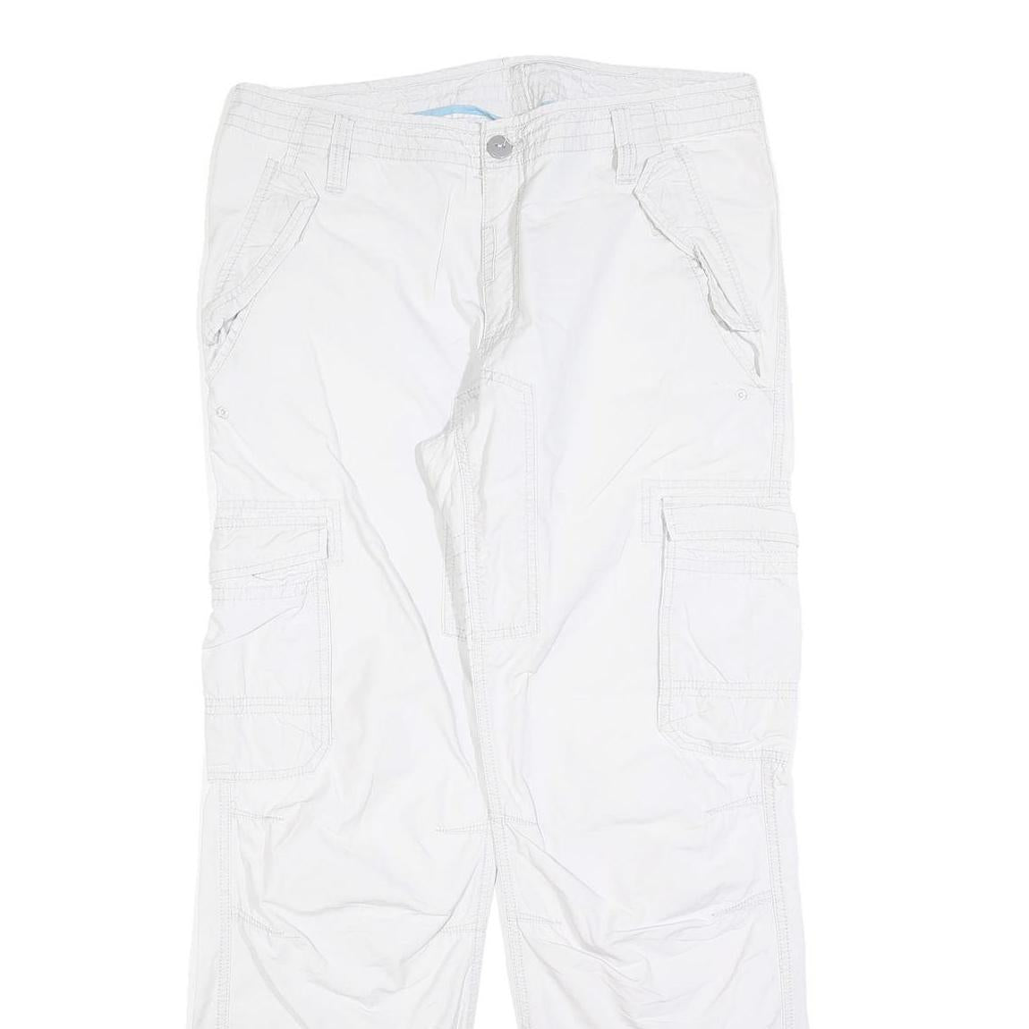 CLOCKHOUSE Mens White Regular Fit Straight Leg Trousers W36 L30 Zip Closure