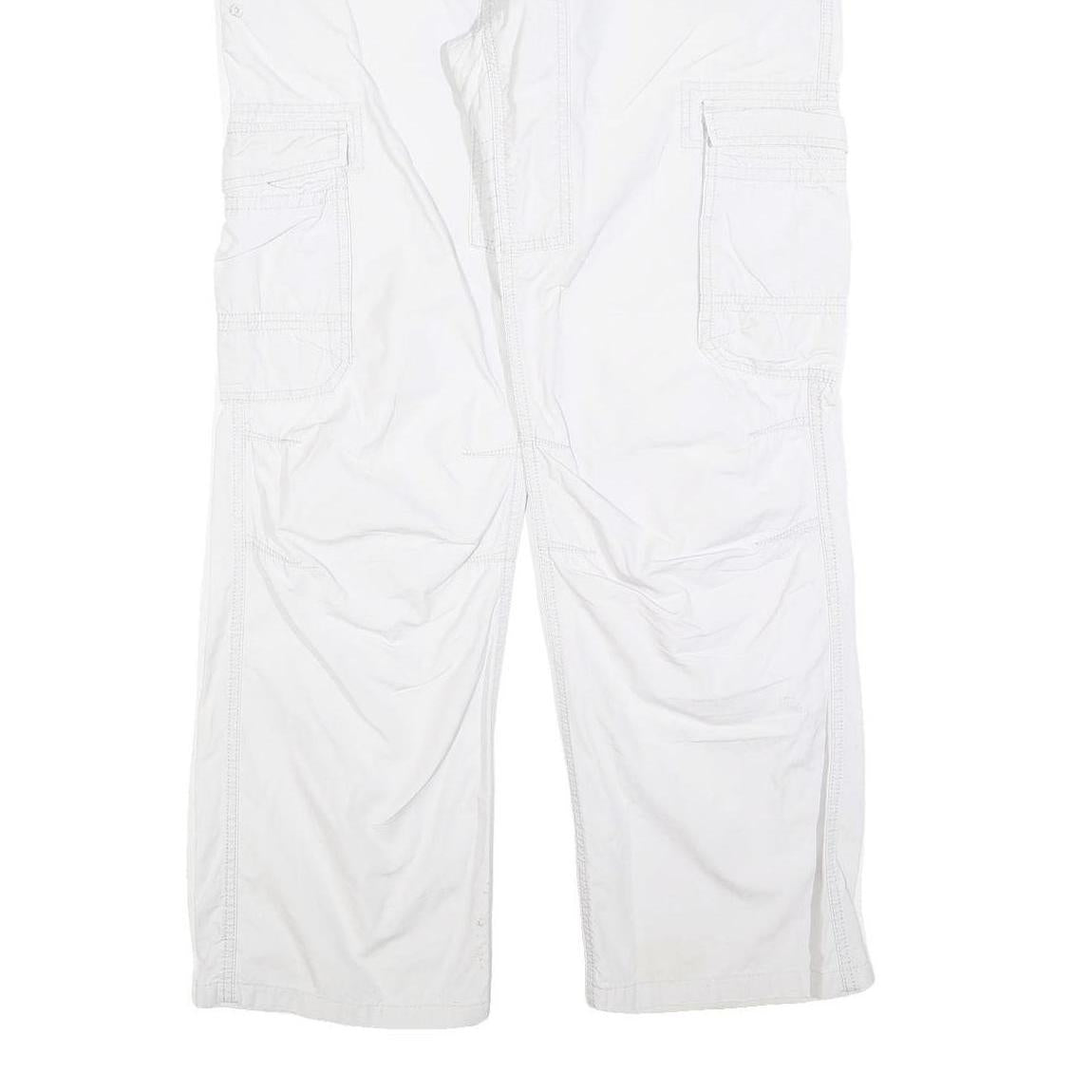 CLOCKHOUSE Mens White Regular Fit Straight Leg Trousers W36 L30 Zip Closure