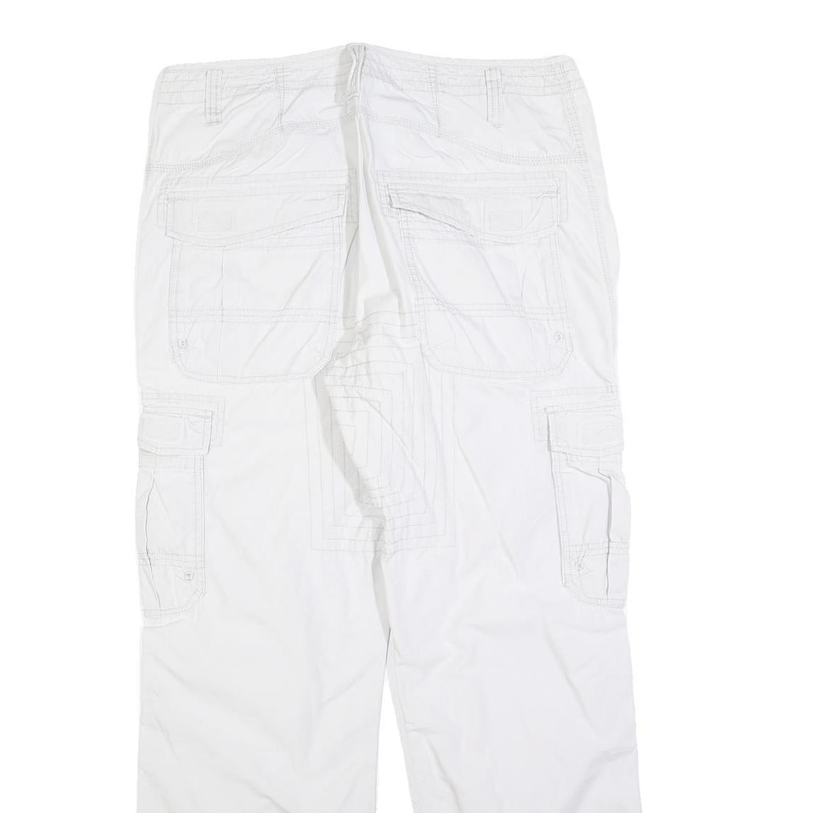 CLOCKHOUSE Mens White Regular Fit Straight Leg Trousers W36 L30 Zip Closure