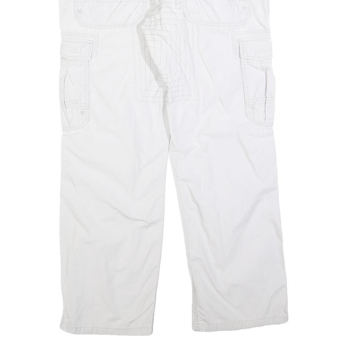 CLOCKHOUSE Mens White Regular Fit Straight Leg Trousers W36 L30 Zip Closure