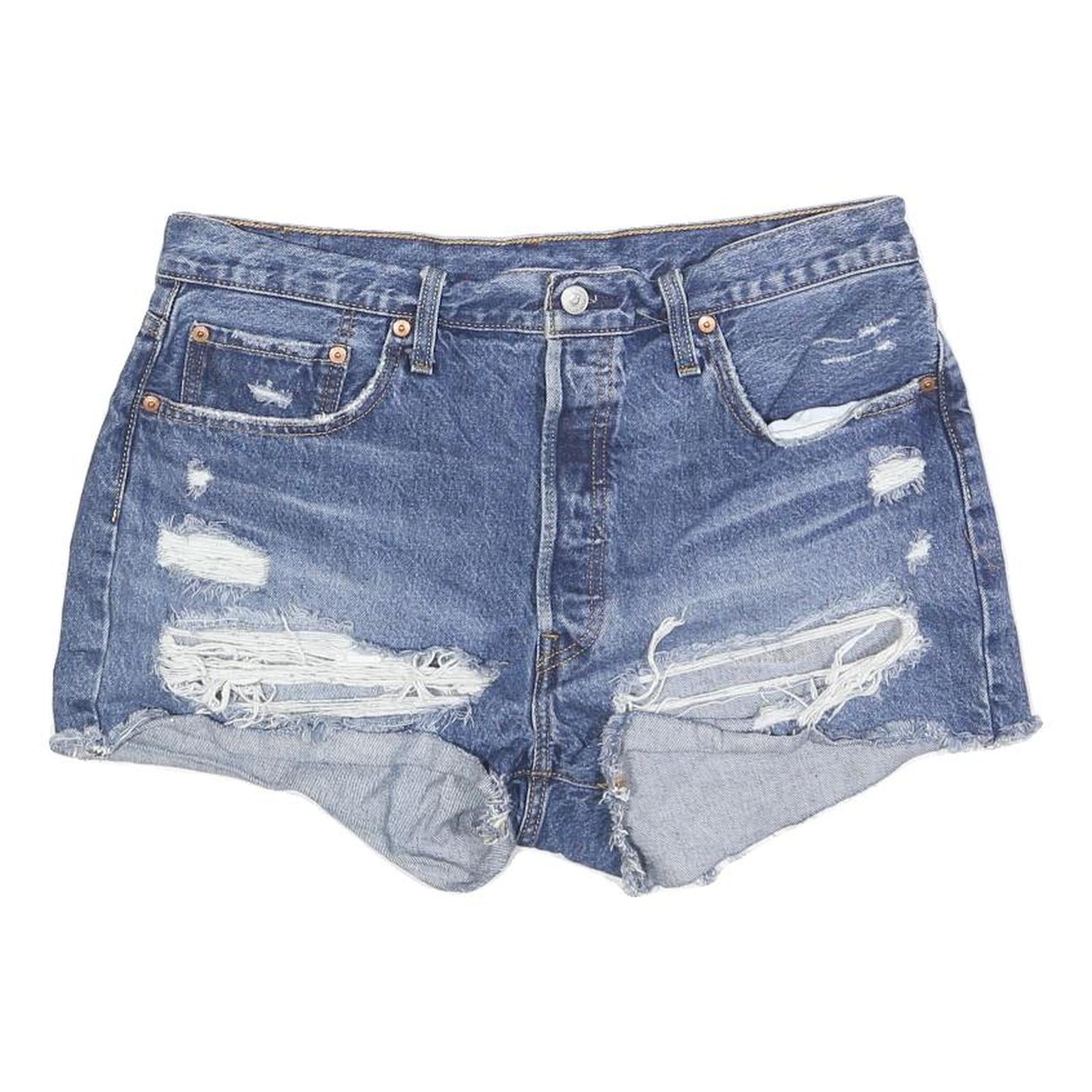 LEVI'S Womens Denim Blue Distressed Casual Shorts M W33 Vintage Style