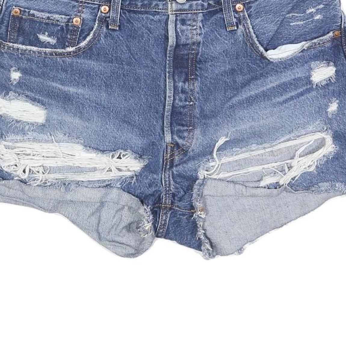 LEVI'S Womens Denim Blue Distressed Casual Shorts M W33 Vintage Style