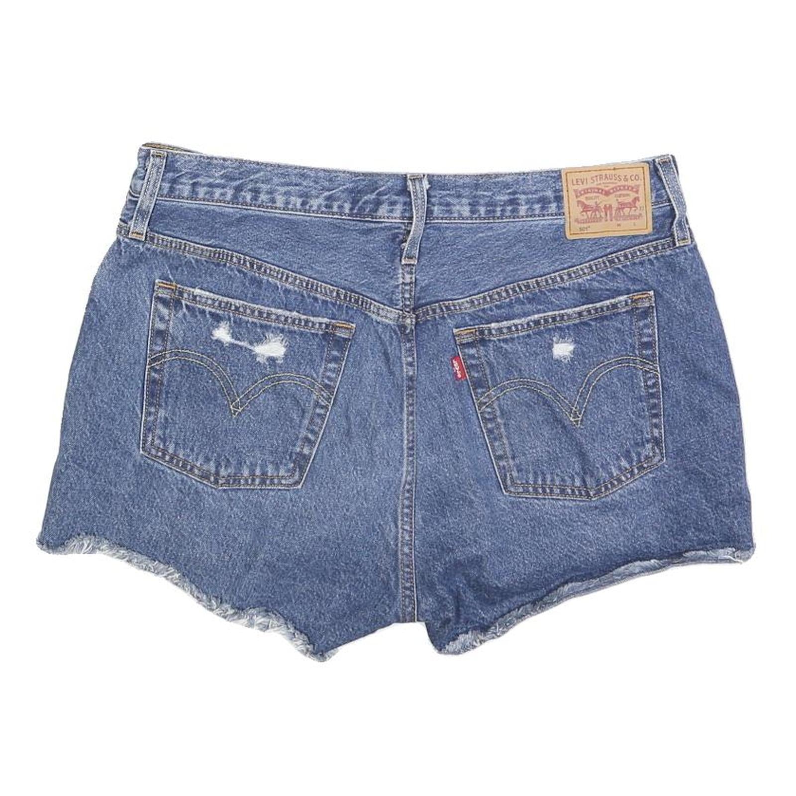 LEVI'S Womens Denim Blue Distressed Casual Shorts M W33 Vintage Style