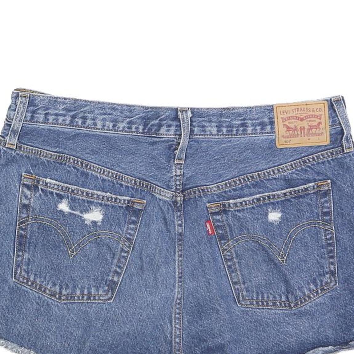 LEVI'S Womens Denim Blue Distressed Casual Shorts M W33 Vintage Style