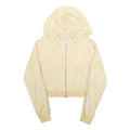 ADIDAS Womens Beige Cotton Blend Cropped Full Zip Hoodie UK 12 Casual Sportswear