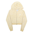 ADIDAS Womens Beige Cotton Blend Cropped Full Zip Hoodie UK 12 Casual Sportswear