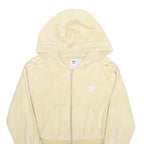 ADIDAS Womens Beige Cotton Blend Cropped Full Zip Hoodie UK 12 Casual Sportswear