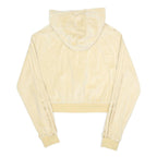 ADIDAS Womens Beige Cotton Blend Cropped Full Zip Hoodie UK 12 Casual Sportswear