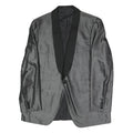 Mens Grey & Black Formal Button Jacket L Polyester Blend Shawl Collar Plain