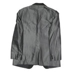 Mens Grey & Black Formal Button Jacket L Polyester Blend Shawl Collar Plain