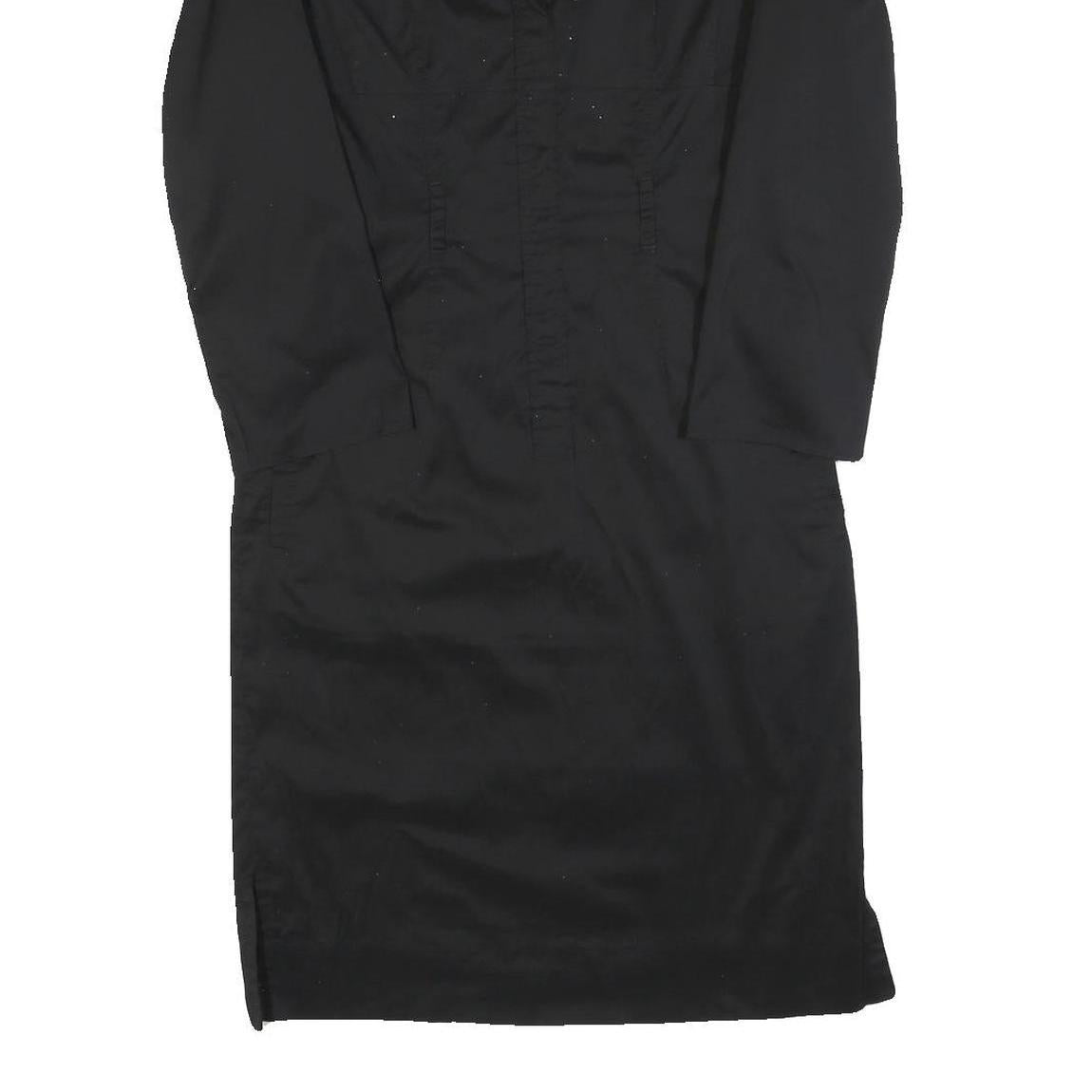 HUGO BOSS Womens Black Shirt Dress Cotton Blend Long Sleeve Knee Length S Formal