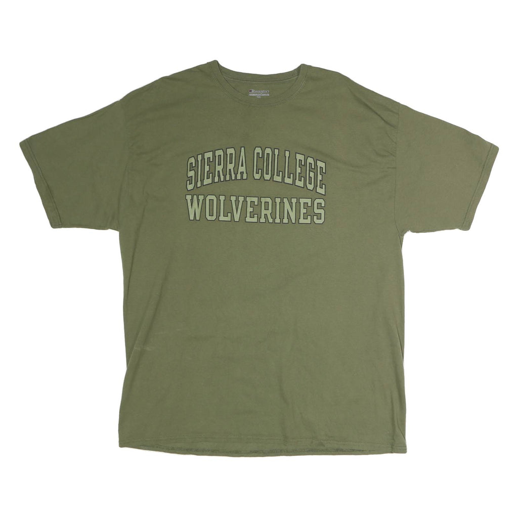 CHAMPION Mens Green Sierra College Wolverines Graphic T-Shirt 2XL Short Sleeve