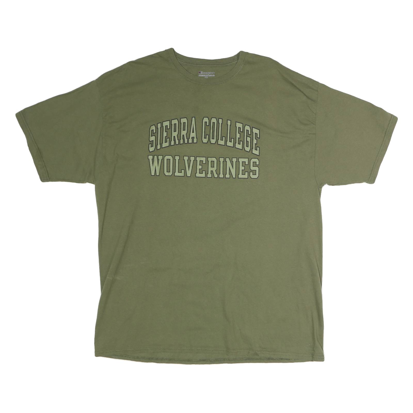 CHAMPION Mens Green Sierra College Wolverines Graphic T-Shirt 2XL Short Sleeve