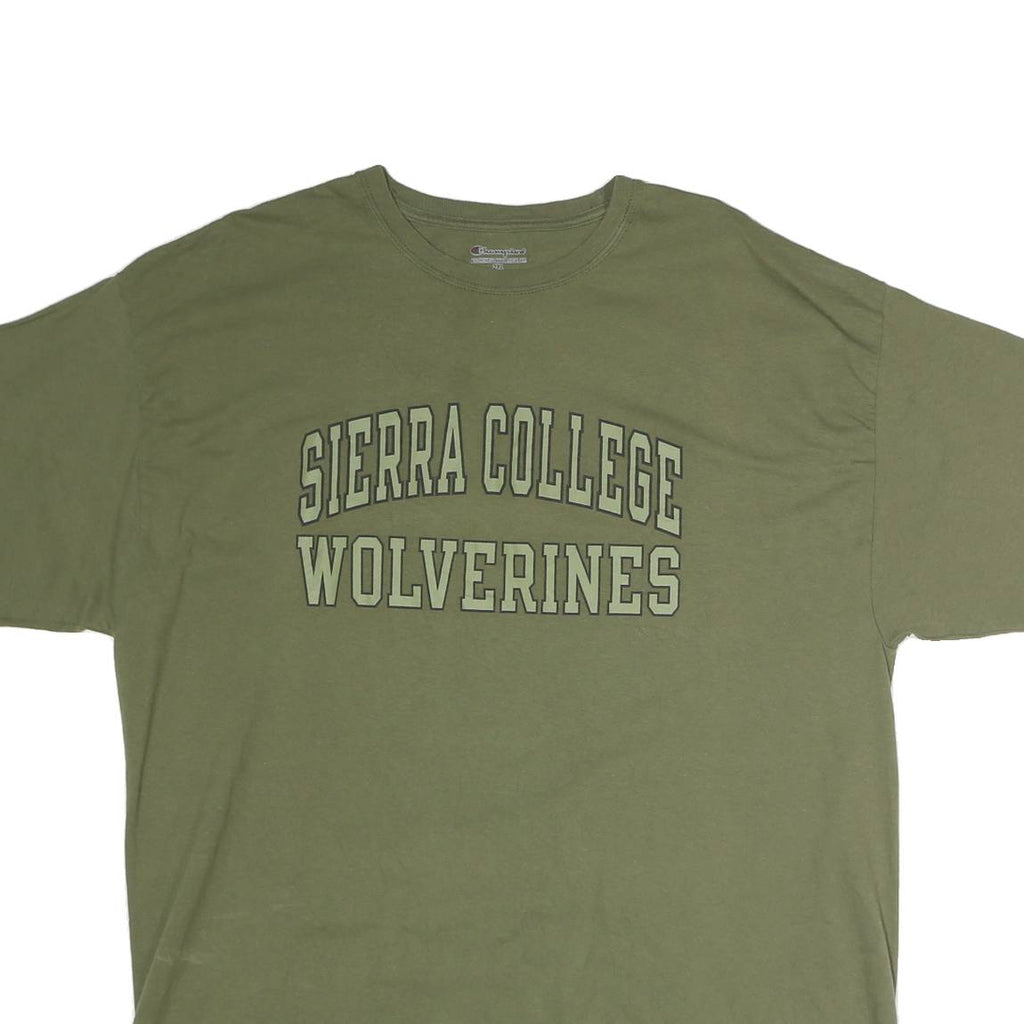 CHAMPION Mens Green Sierra College Wolverines Graphic T-Shirt 2XL Short Sleeve