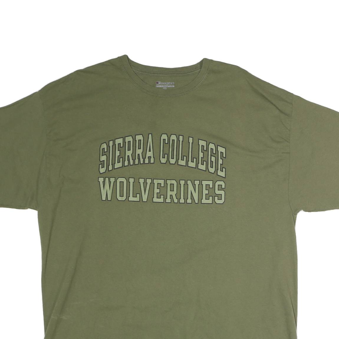 CHAMPION Mens Green Sierra College Wolverines Graphic T-Shirt 2XL Short Sleeve