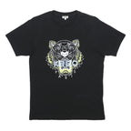 KENZO Mens Black Graphic T-Shirt S Short Sleeve Crew Neck Tiger Print