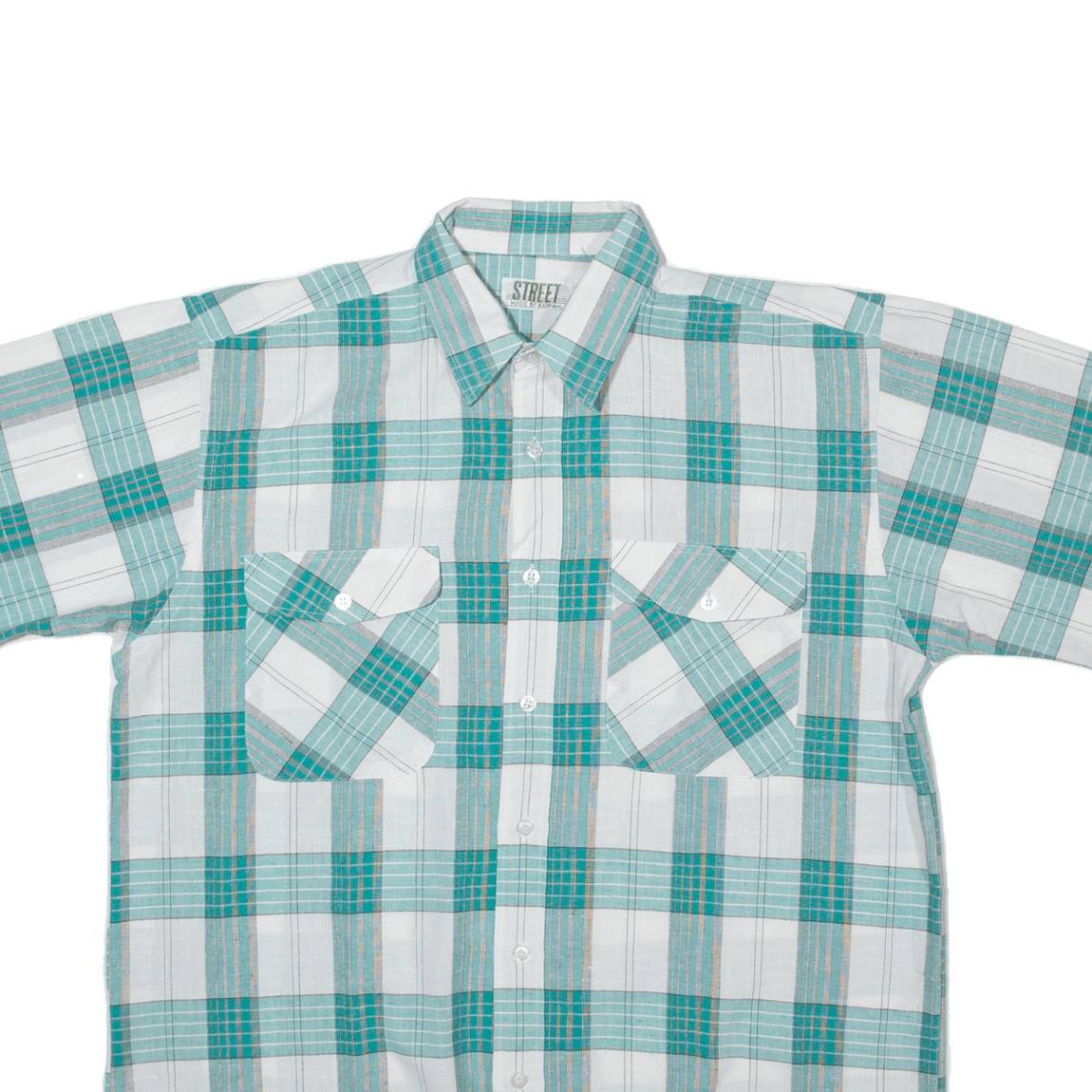 STREET Mens Shirt Green Check L