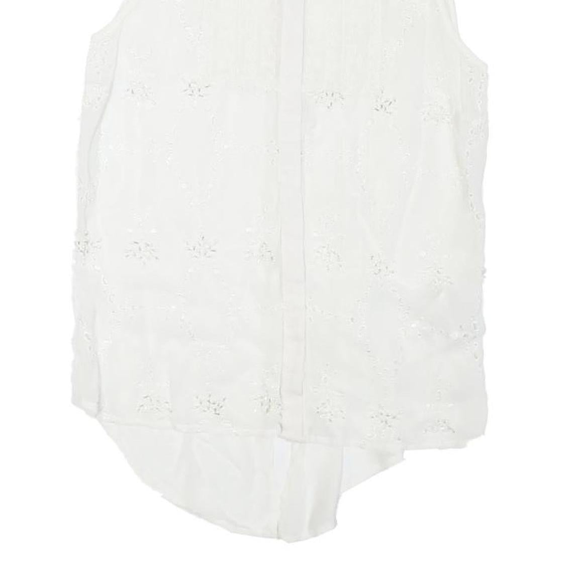 GUESS Womens White Sleeveless Shirt Collared Embellished Collar S Sleeveless