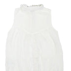 GUESS Womens White Sleeveless Shirt Collared Embellished Collar S Sleeveless
