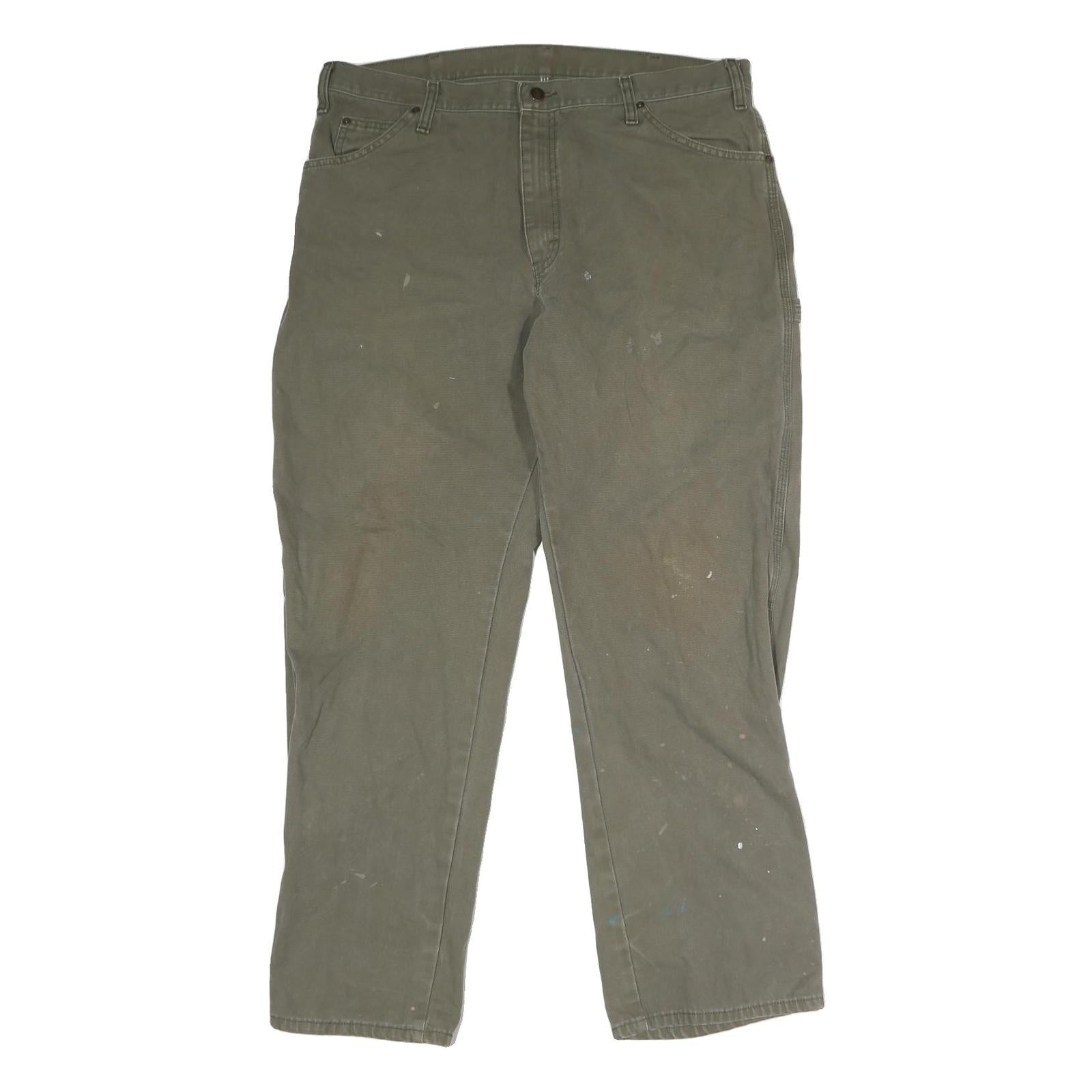 DICKIES Mens Jeans Green Regular Straight Denim Fair W38 L31 Workwear Utility