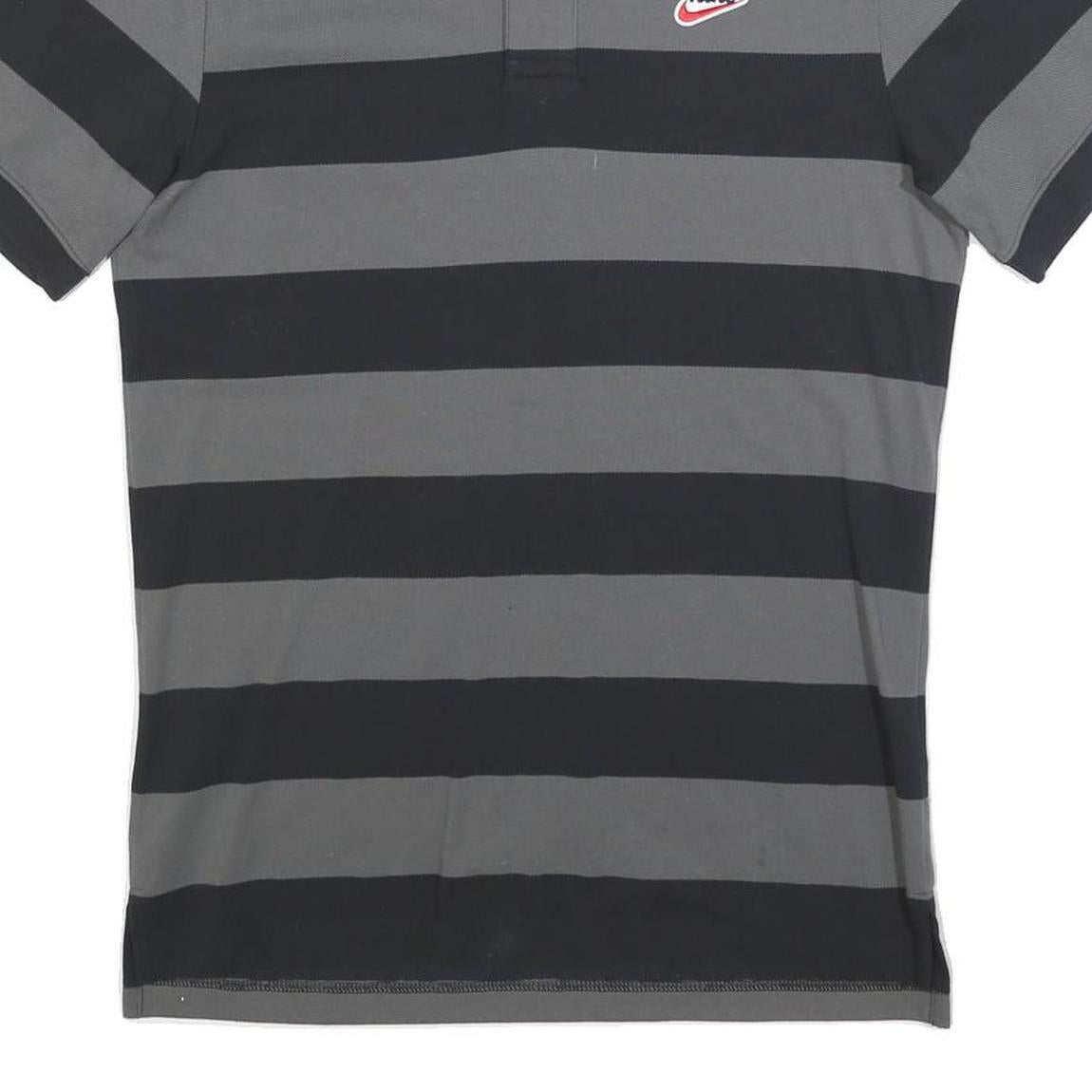 NIKE Mens Grey & Black Striped Short Sleeve Polo Shirt S Cotton Blend