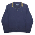 POLO RALPH LAUREN Mens Navy & Yellow 1/4 Zip XL Cotton Blend Sweatshirt