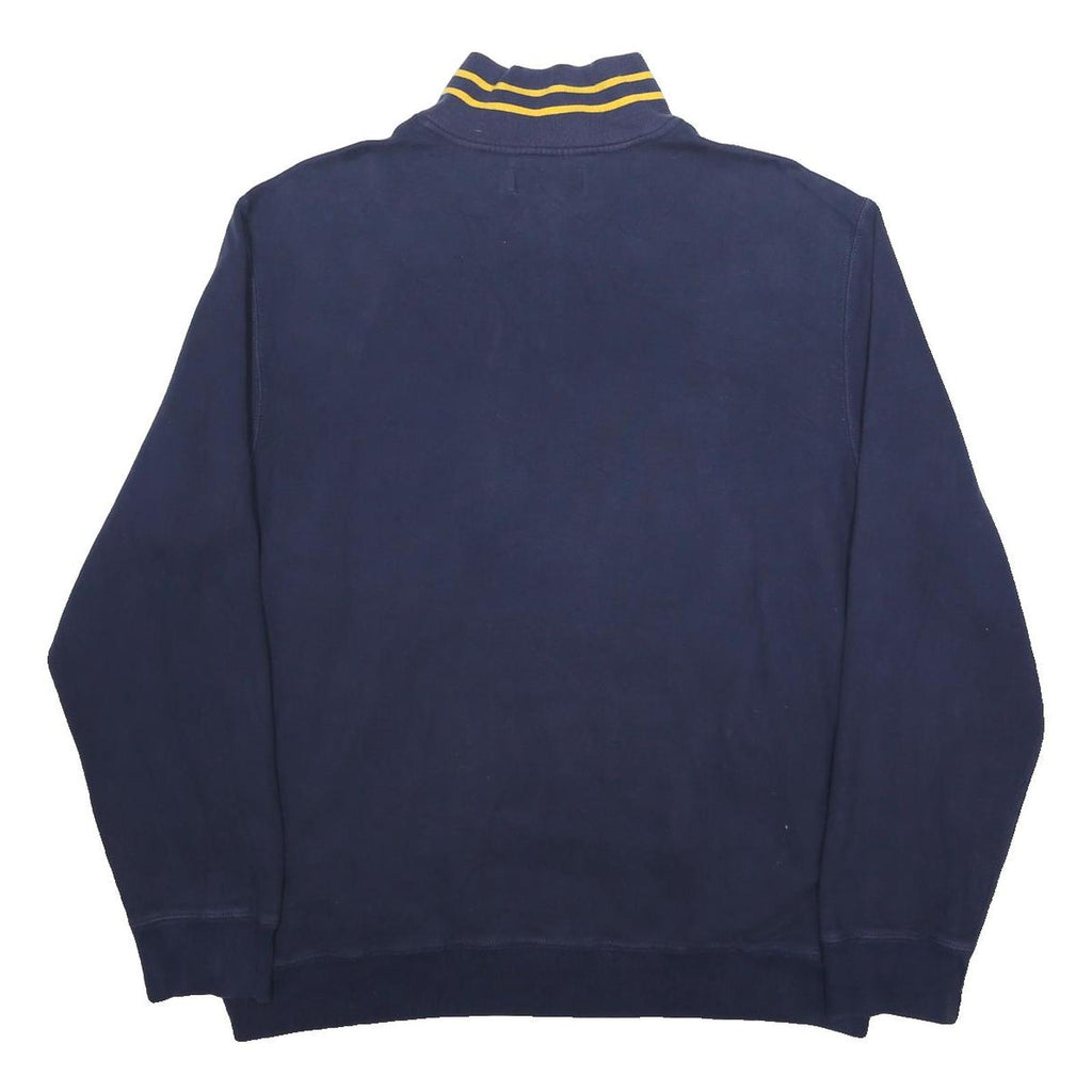 POLO RALPH LAUREN Mens Navy & Yellow 1/4 Zip XL Cotton Blend Sweatshirt