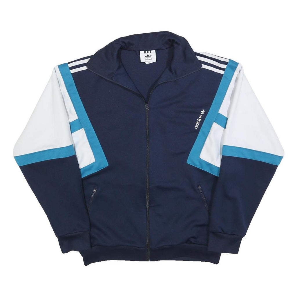 ADIDAS Mens Blue & White Track Jacket S Polyester Zip Athletic Casual Sportswear