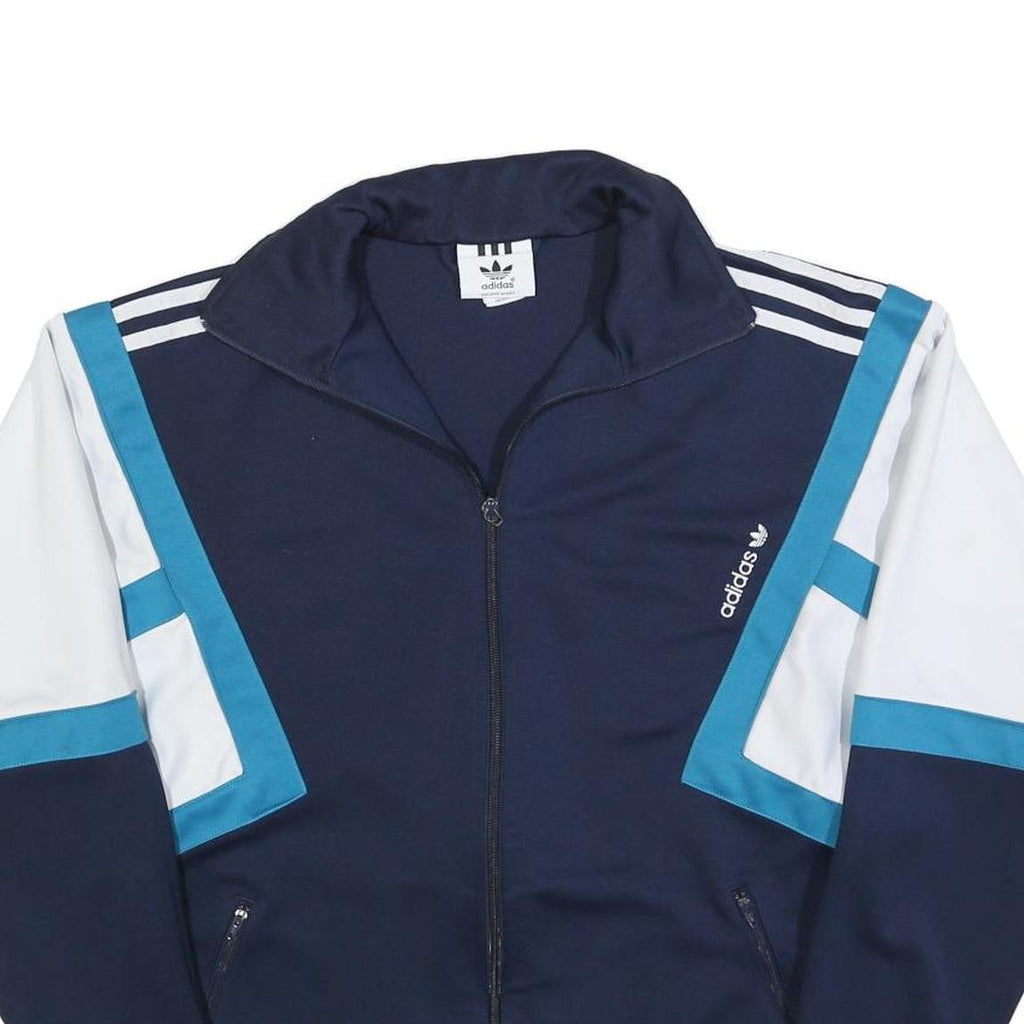 ADIDAS Mens Blue & White Track Jacket S Polyester Zip Athletic Casual Sportswear