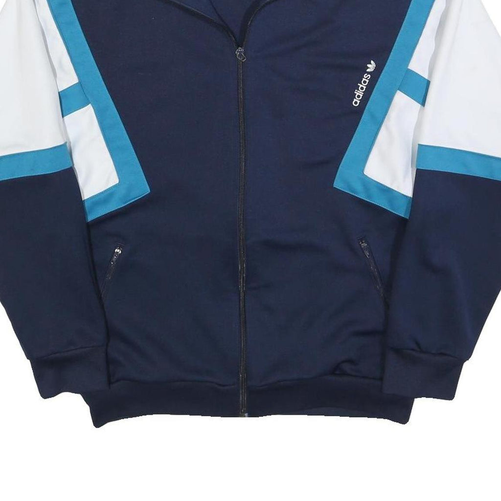 ADIDAS Mens Blue & White Track Jacket S Polyester Zip Athletic Casual Sportswear