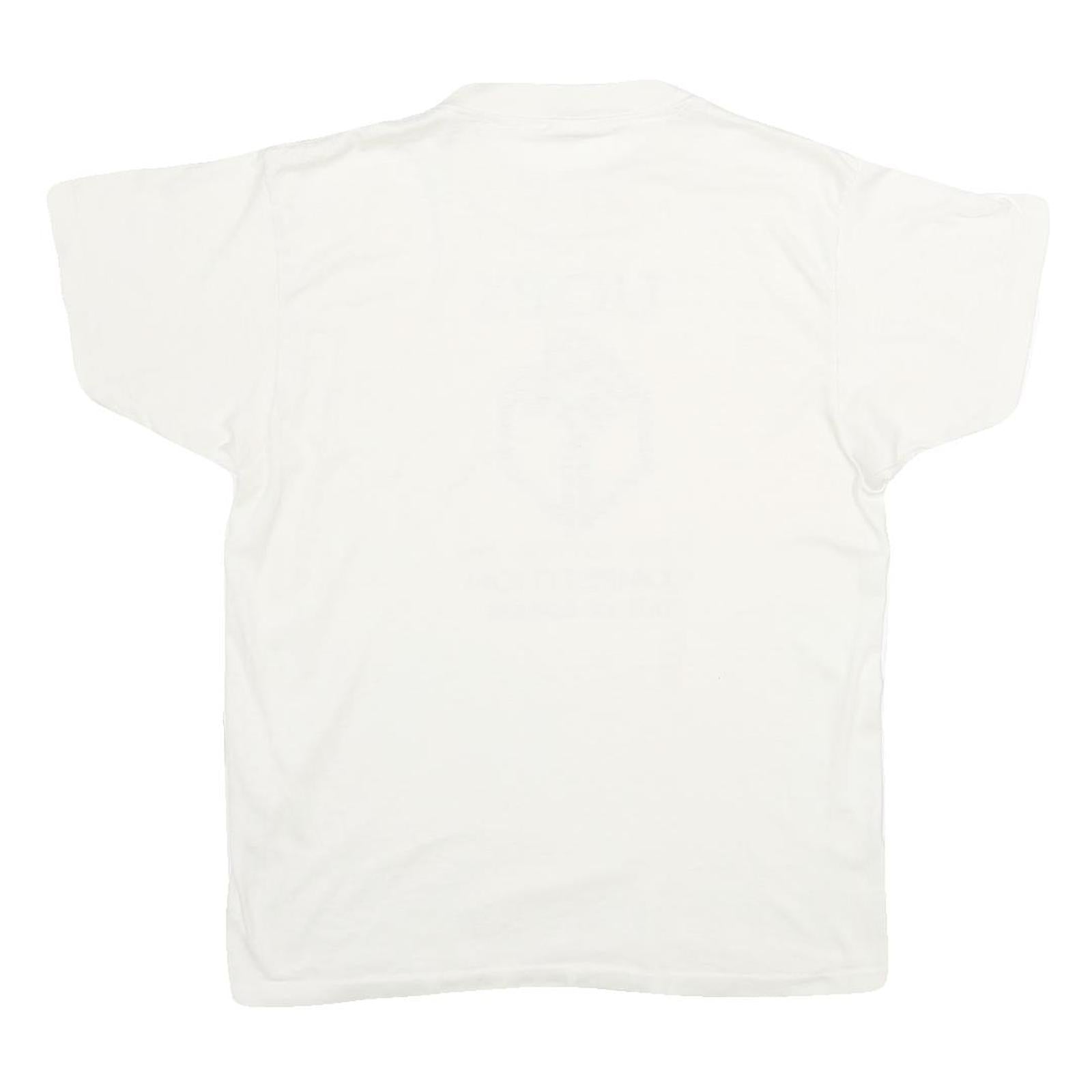 HANES Mens White U.O.P.s Graphic T-Shirt L Short Sleeve Crew Neck Cotton Blend