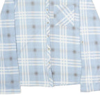 CHICOREE Womens Blue & White Check Shirt M Cotton Blend Button Long Sleeve